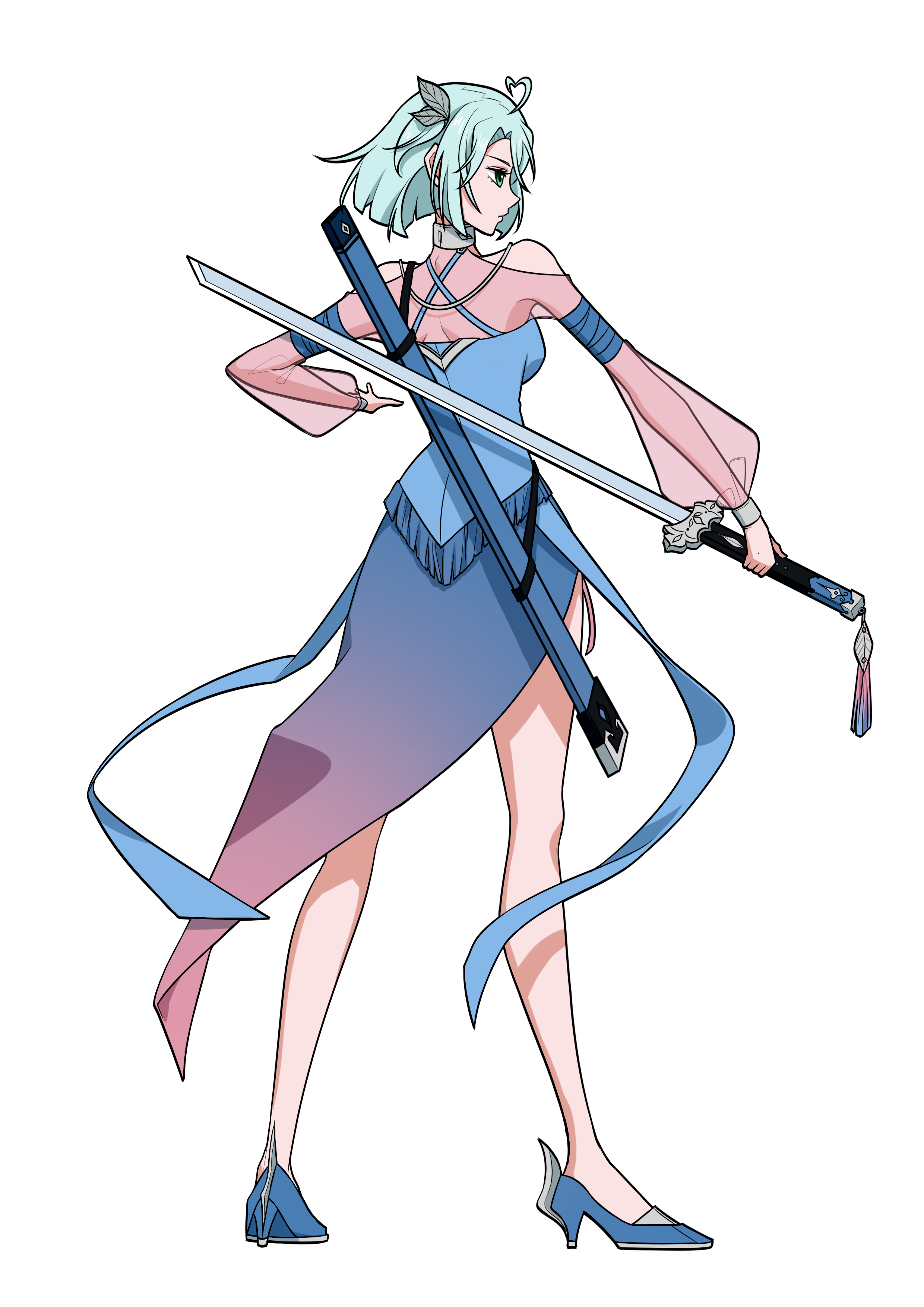 蓝发双马尾女孩